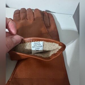 Elegant Brown Leather Women's Gloves with Cashmere Lining